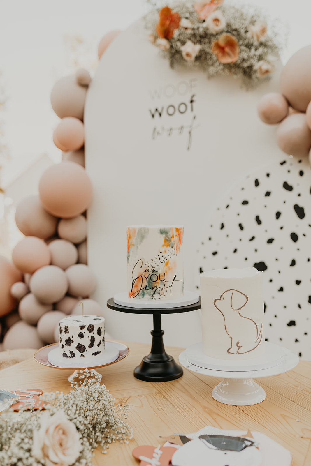 Woof Woof Puppy First Birthday Cake Topper