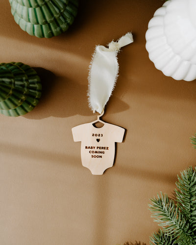Baby Coming Soon Onesie Ornament