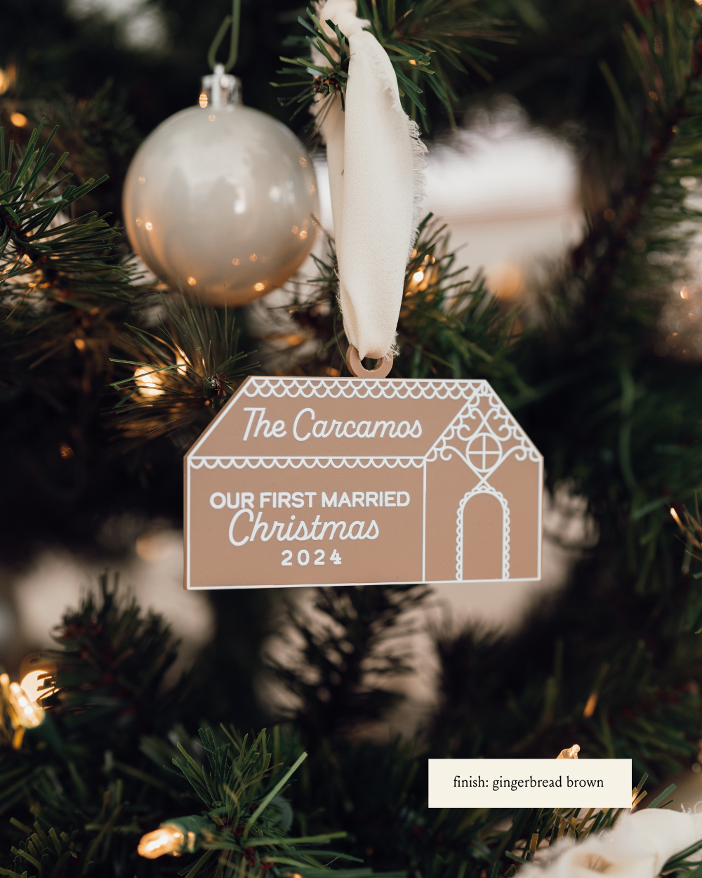 Our First Married Christmas Personalized Gingerbread House Ornament