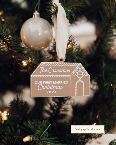 Our First Married Christmas Personalized Gingerbread House Ornament