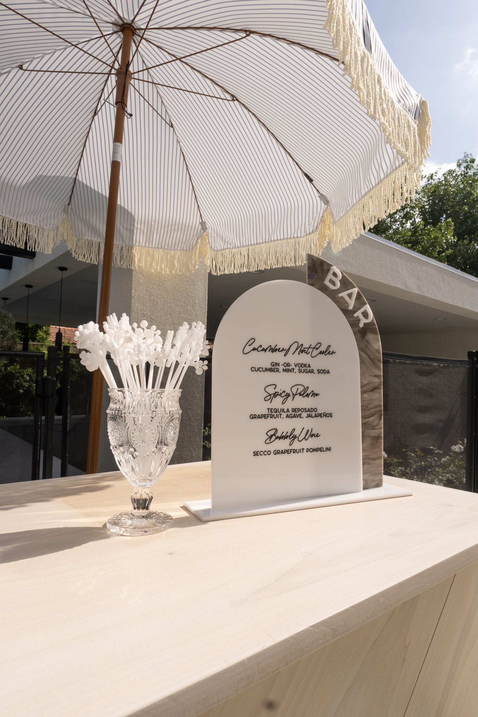 Arch Bar Menu and Drink Stirs