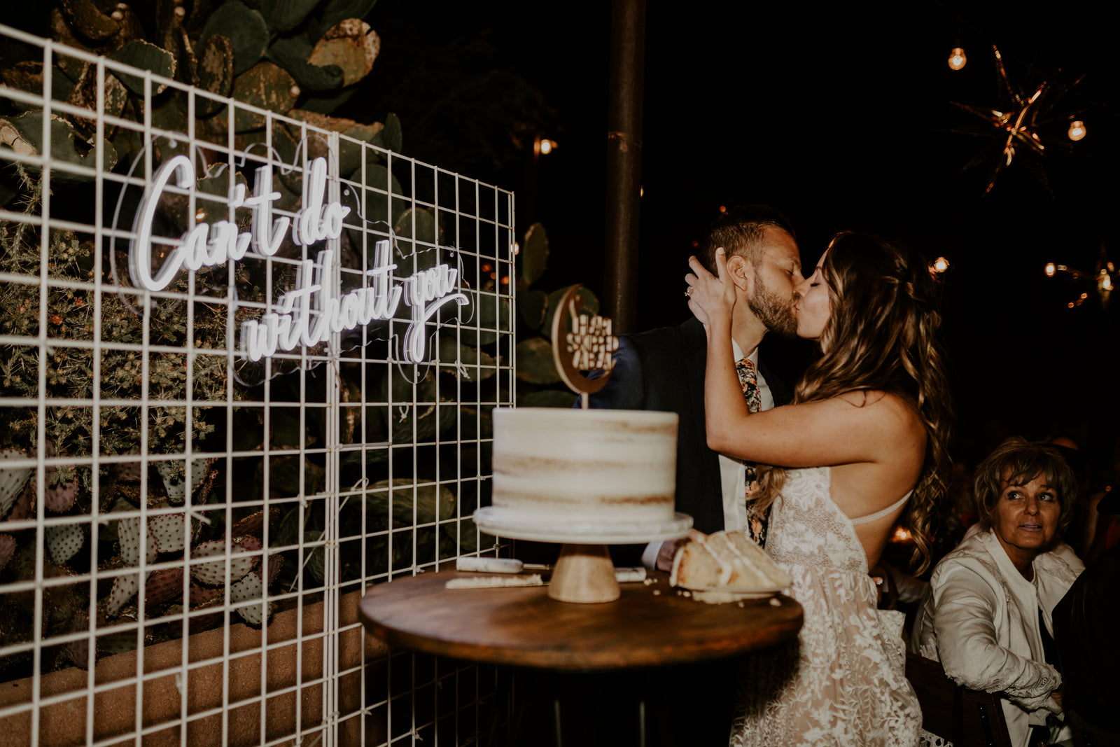 Joshua Tree Wedding Neon Signage Cake Topper