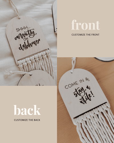 Custom Reversible Macrame Door Sign