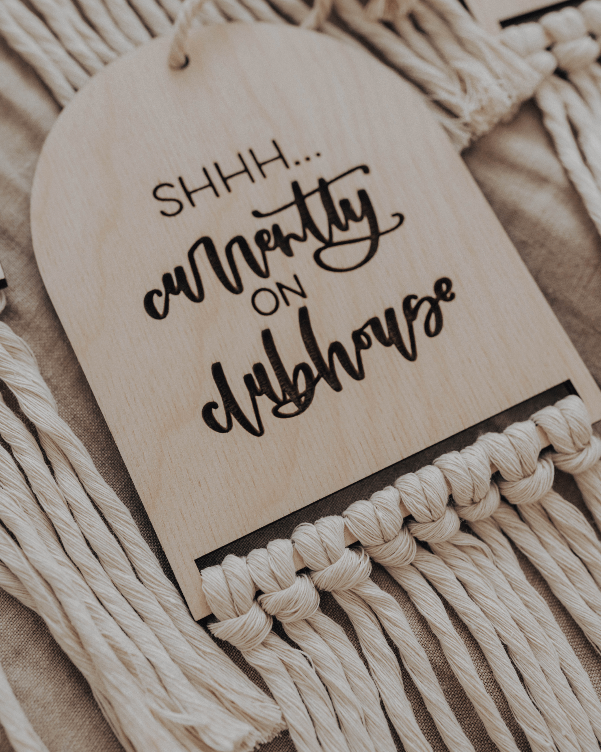Custom Reversible Macrame Door Sign