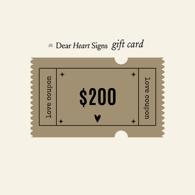 Dear Heart Signs Gift Card