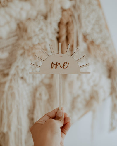 One Engraved Sun Cake Topper - Ready To Ship