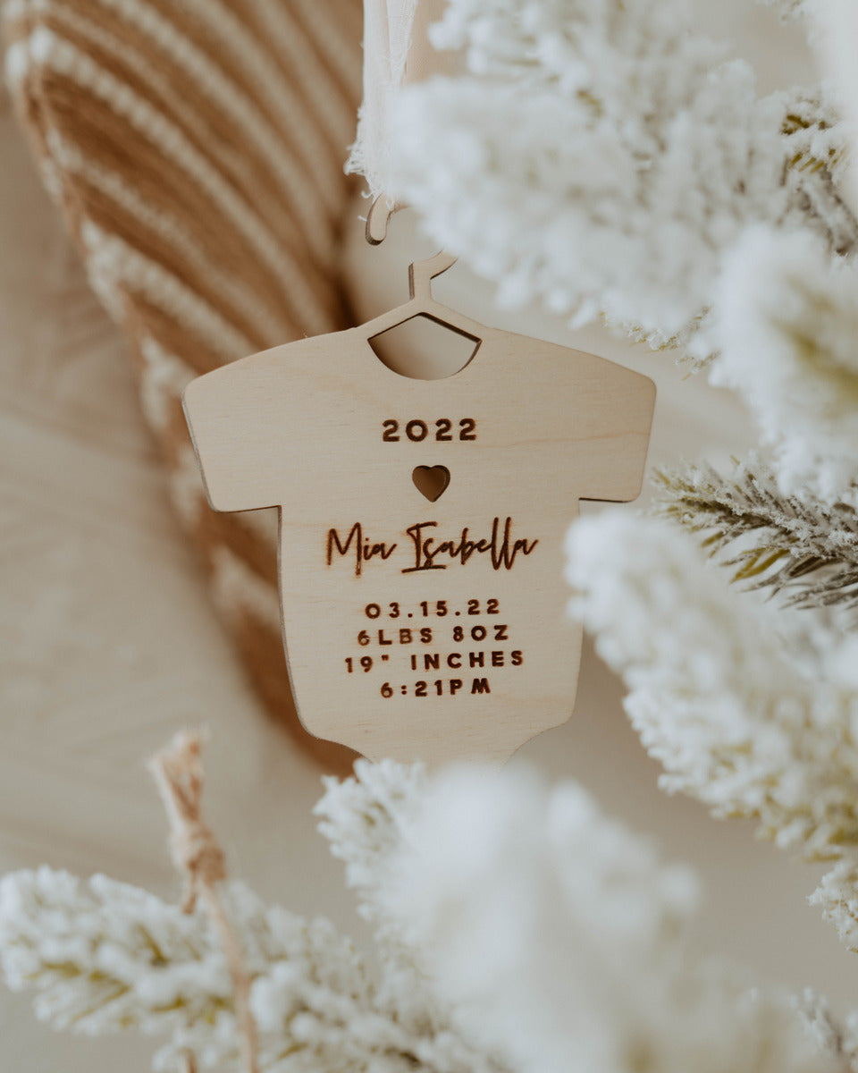 Birth Announcement Details Onesie Ornament