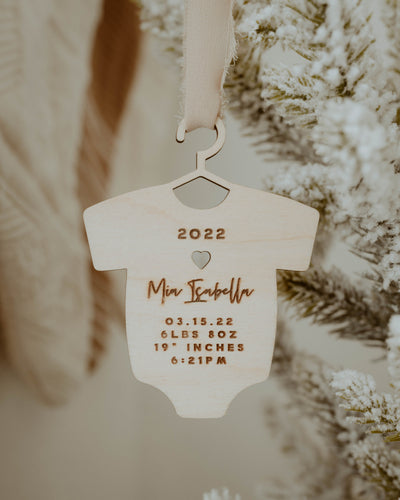 Wooden Baby Christmas Ornament