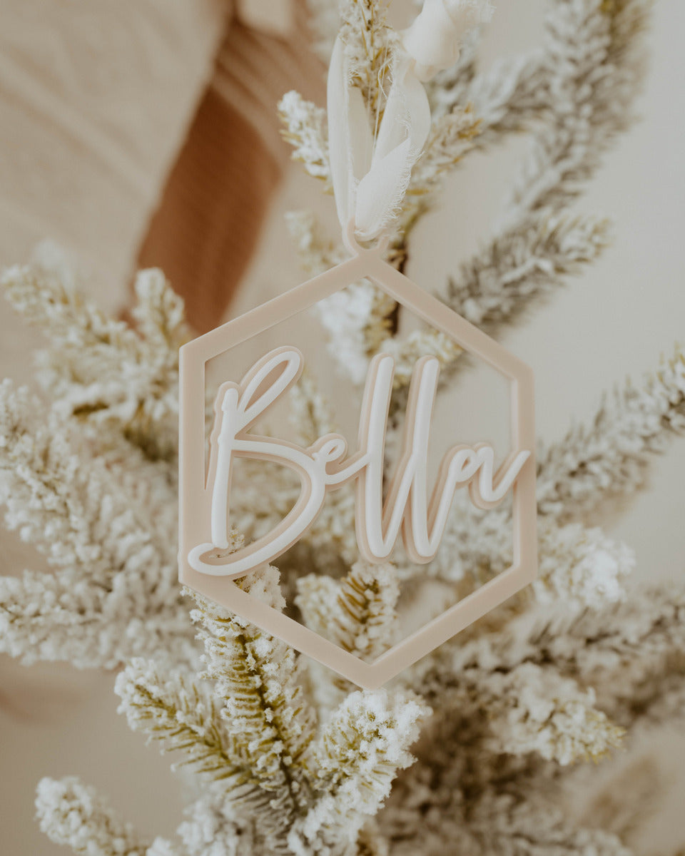 Personalized Name Double Layer Hex Ornament