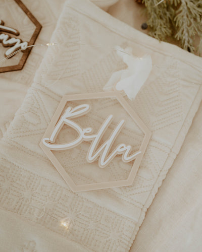 Personalized Name Double Layer Hex Ornament