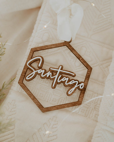 Personalized Name Double Layer Hex Ornament
