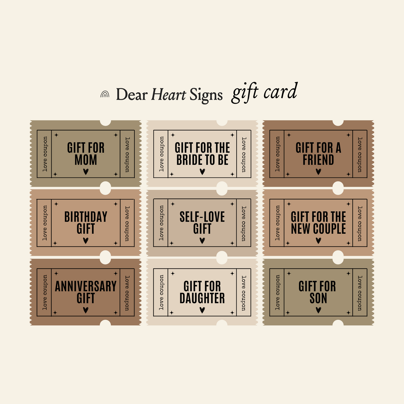 Dear Heart Signs Gift Card