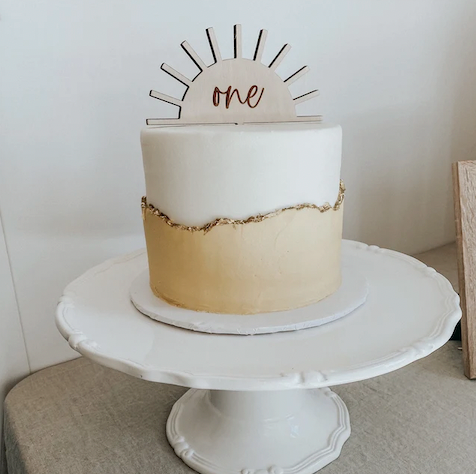 One Engraved Sun Cake Topper - Ready To Ship