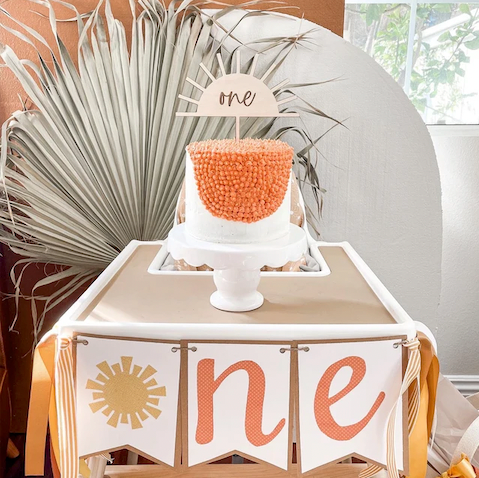 One Engraved Sun Cake Topper - Ready To Ship