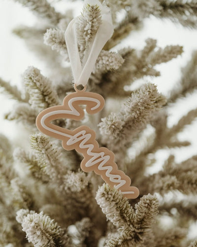 Nude and White Acrylic Name Tag