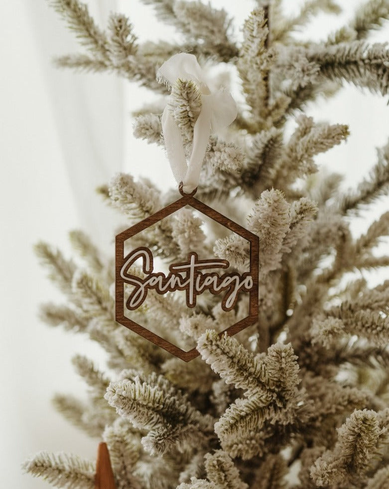 Personalized Name Double Layer Hex Ornament