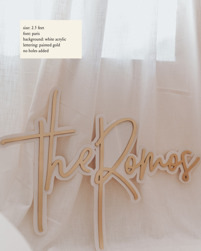 Double Layer Last Name Sign - 2.5ft Wide