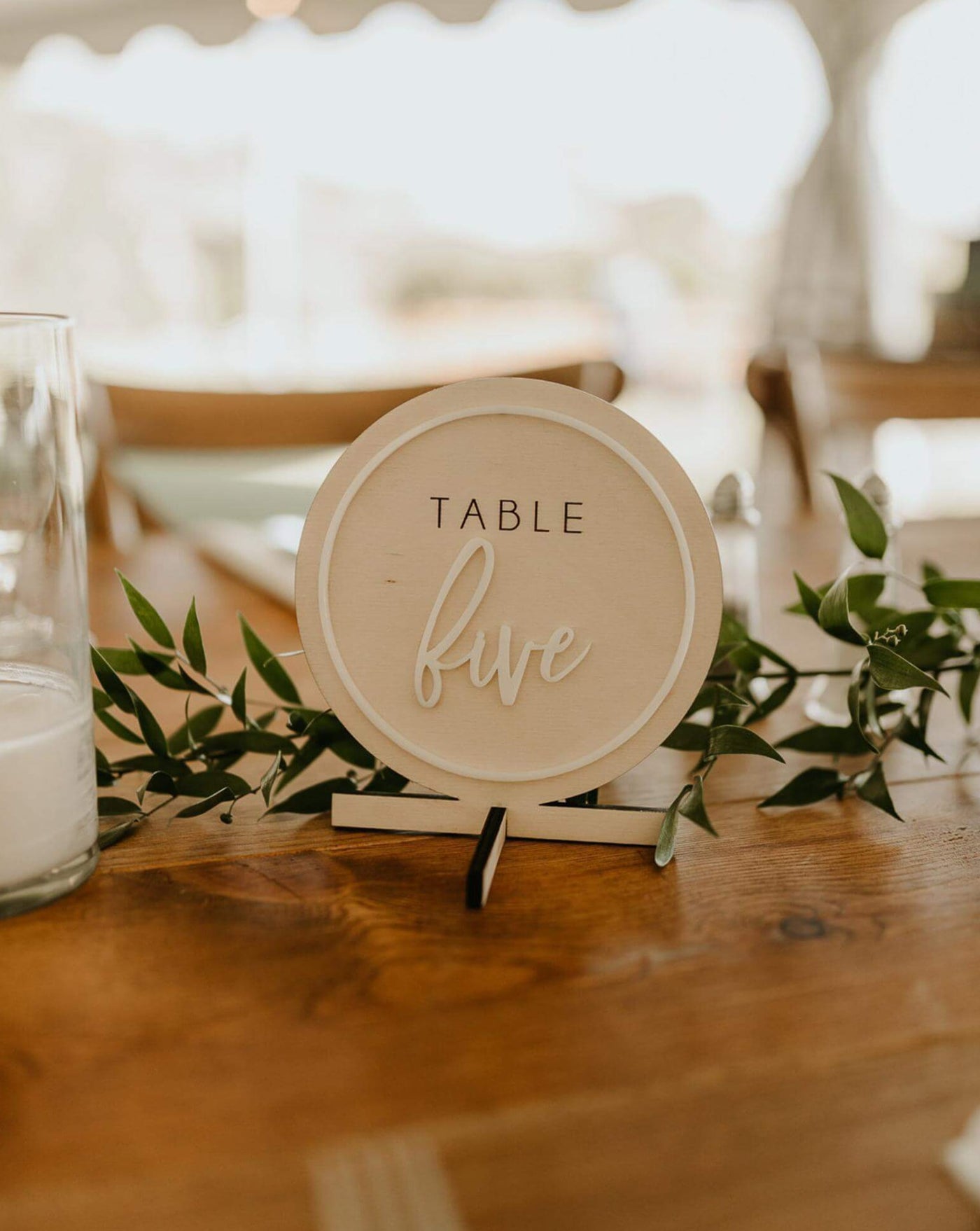 Round Engraved Wooden Table Numbers