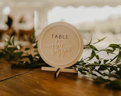 Round Engraved Wooden Table Numbers