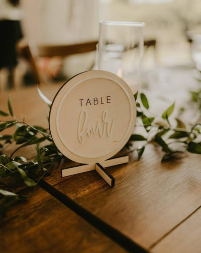 Round Engraved Wooden Table Numbers