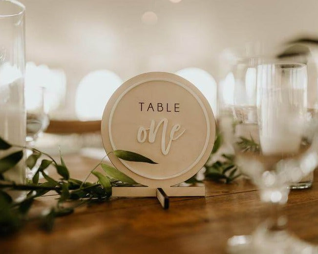 Round Engraved Wooden Table Numbers