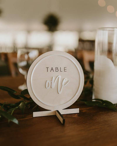 Round Engraved Wooden Table Numbers