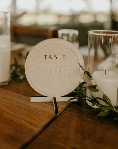 Round Engraved Wooden Table Numbers