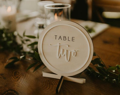 Round Engraved Wooden Table Numbers