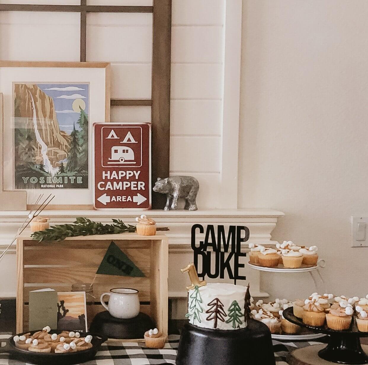 Personalized Camp Themed Cake Topper