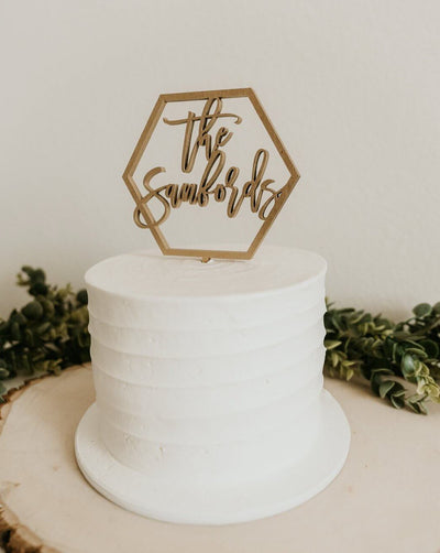 Custom Last Name Hexagon Cake Topper