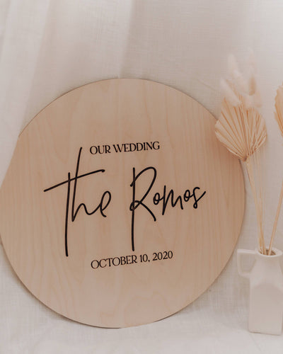 Our Wedding - Engraved Last Name Sign