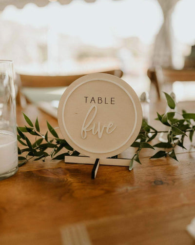 Round Engraved Wooden Table Numbers