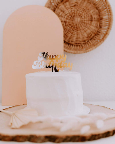 Happy Birthday Retro Cake Topper