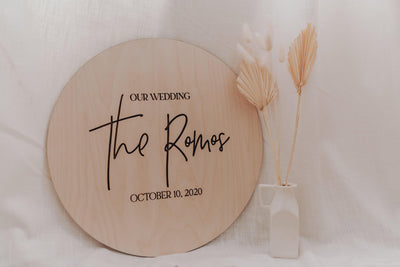 Our Wedding - Engraved Last Name Sign
