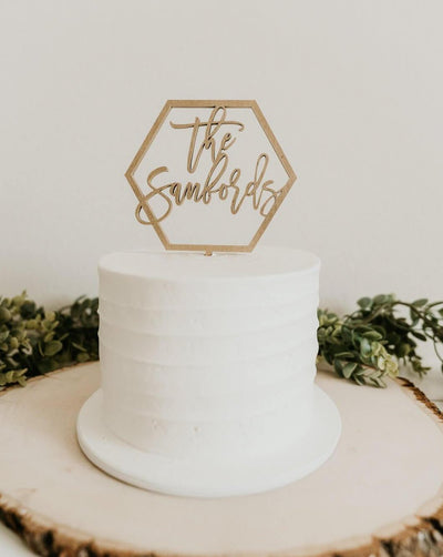 Custom Last Name Hexagon Cake Topper