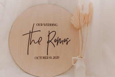 Our Wedding - Engraved Last Name Sign