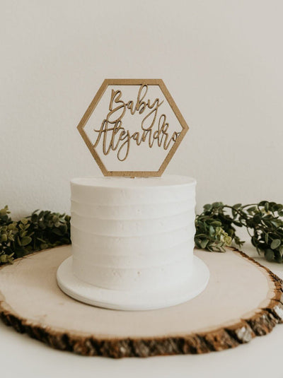 Custom Name Hexagon Cake Topper