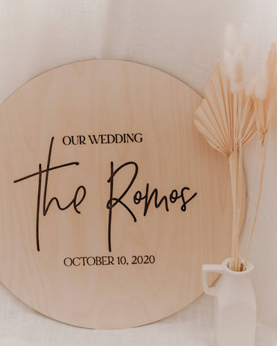 Our Wedding - Engraved Last Name Sign