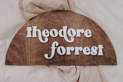 half circle first and middle name sign, nursery name sign, half circle, boho name sign, personalized nursery name sign, boho wall decor