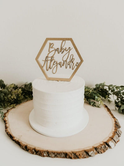 Custom Name Hexagon Cake Topper