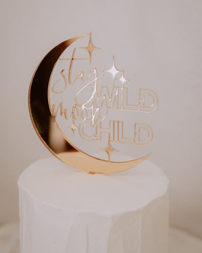 stay wild moon child cake topper, moon child cake topper, baby cake topper, moon cake topper, moon party decor, celestial birthday decor