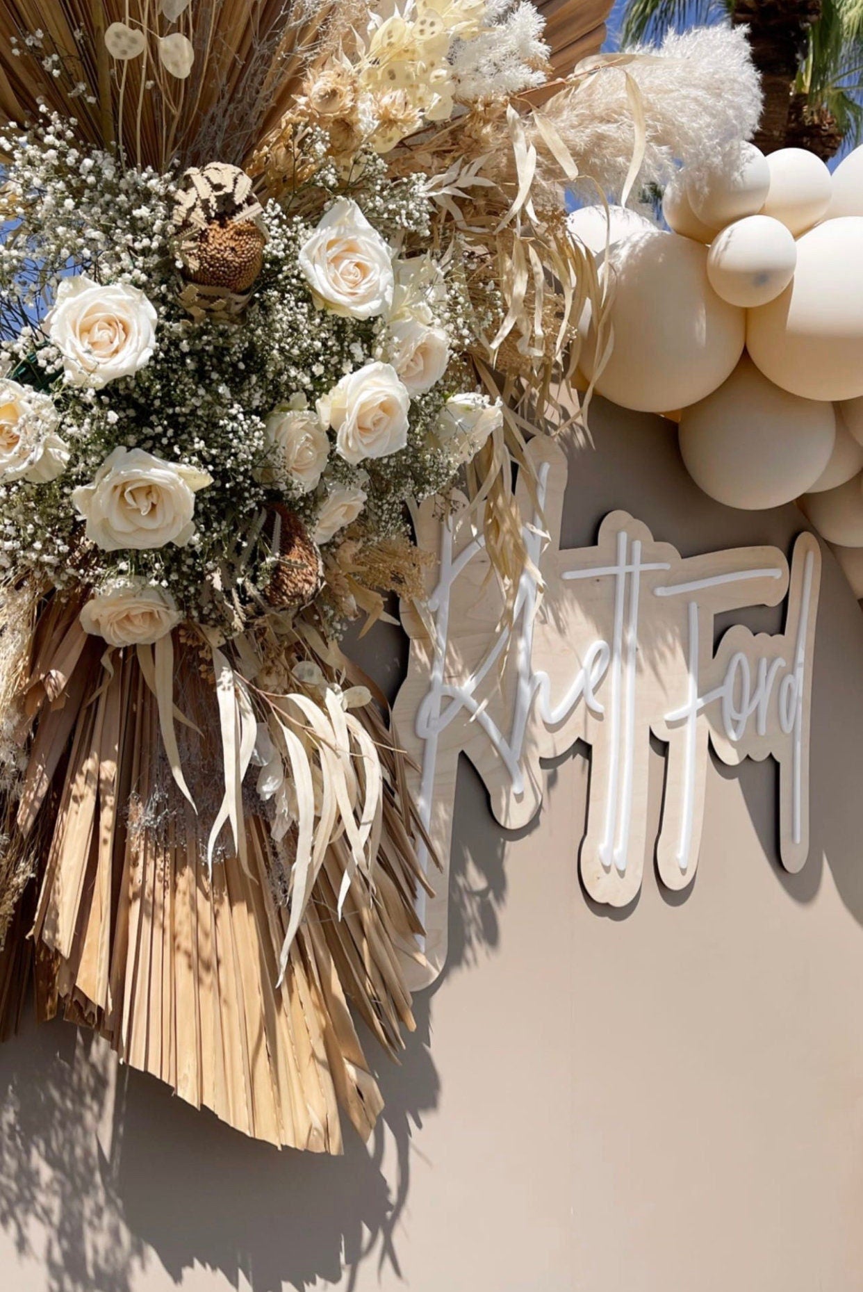 Last Name Sign for Wedding - Double Layer Style wood or acrylic - 2.5ft wide